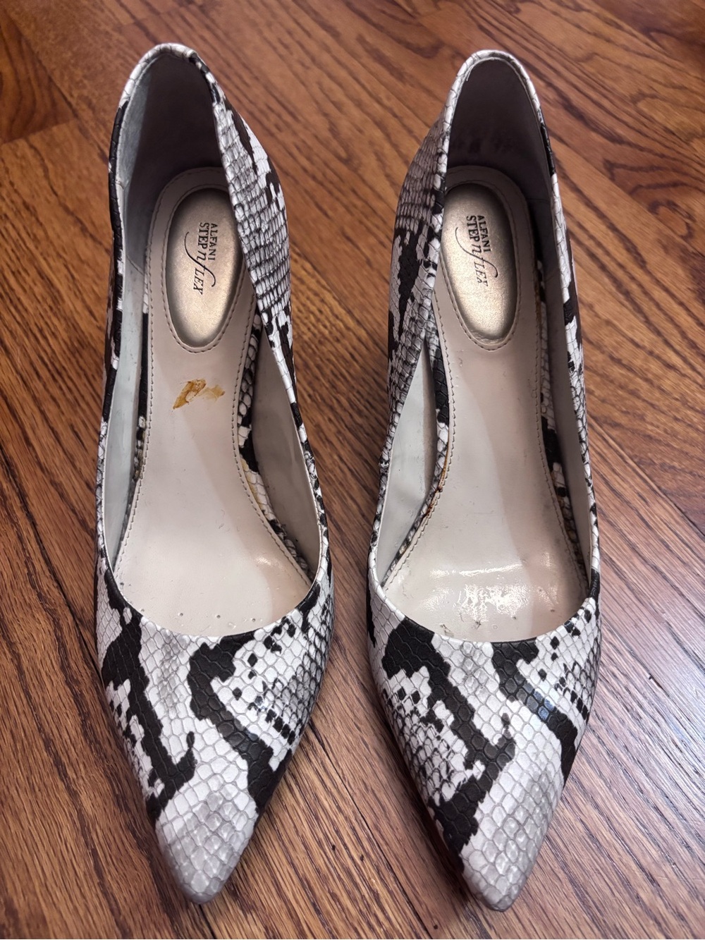 Alfani Black & White Snakeskin Pointed-Toe Pumps